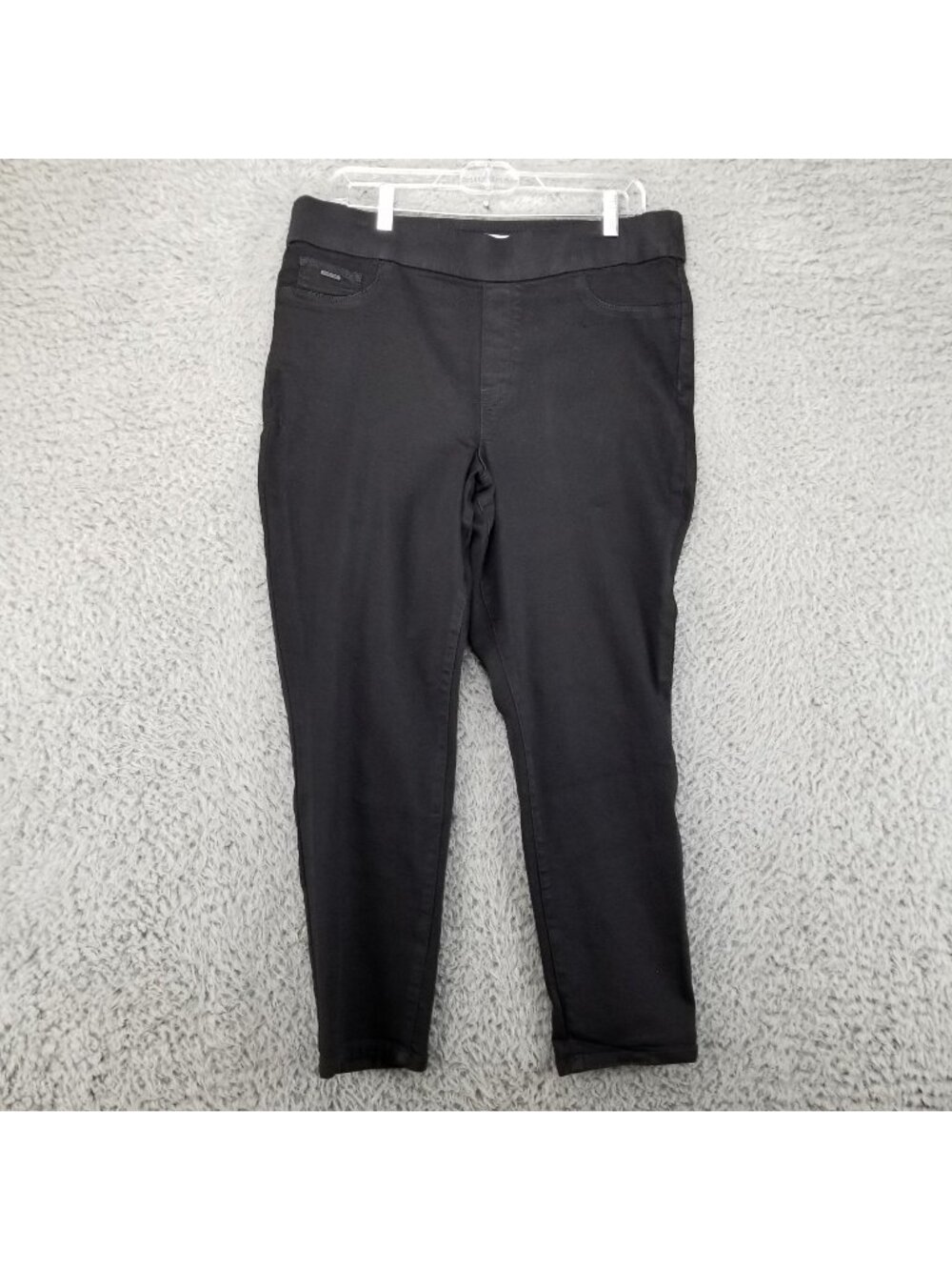 Nine West Pants Womens 14 Black Heidi Stretch Denim Pull On High Rise Crop *NWT*